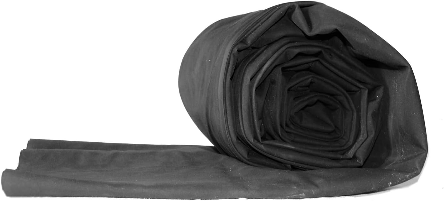 Firestone PondGard EPDM pond liner rolled up with one end unrolled across the ground